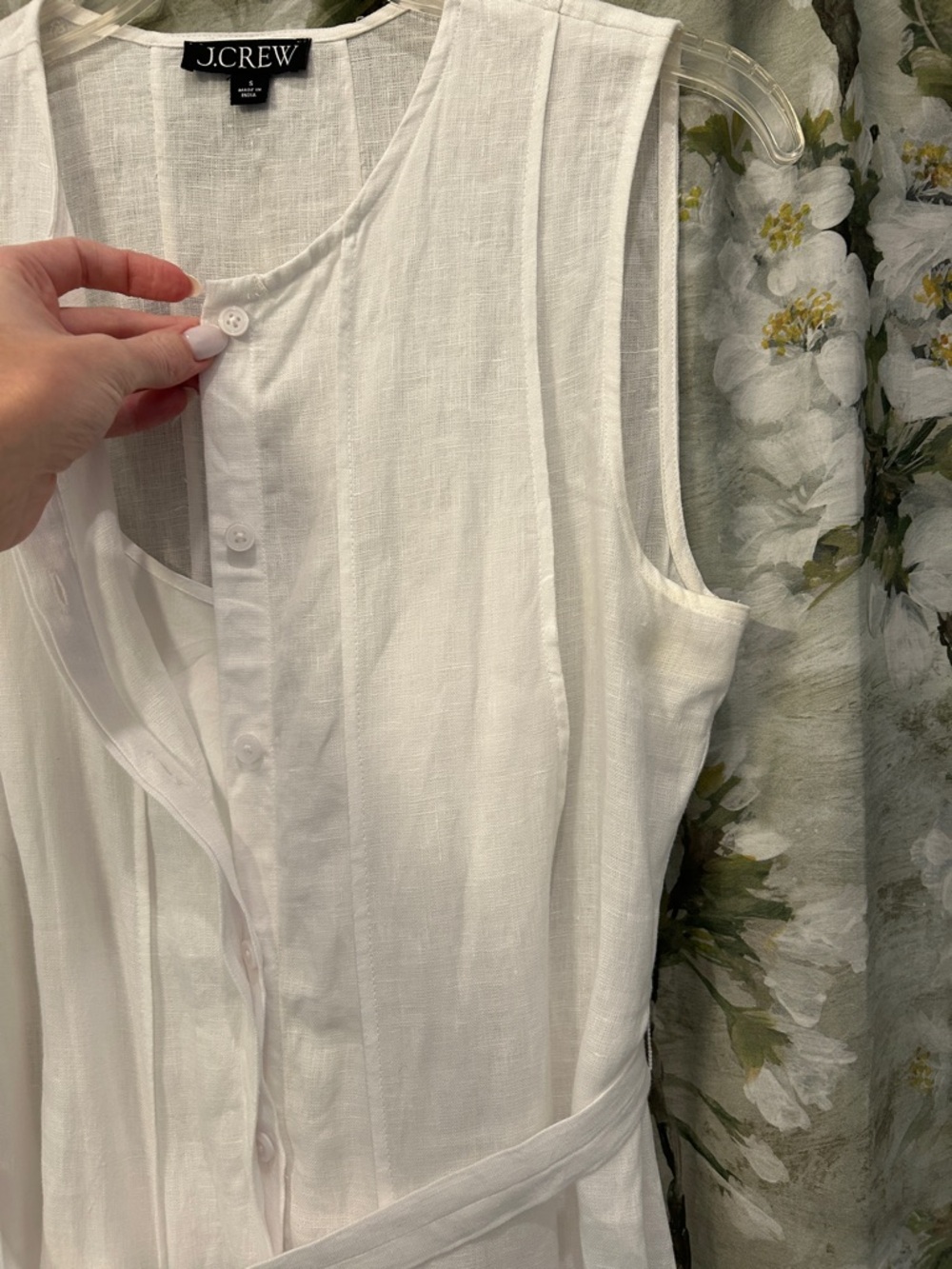 J. Crew White Sleeveless Maxi Dress with Tie Waist - Picture 7 of 7